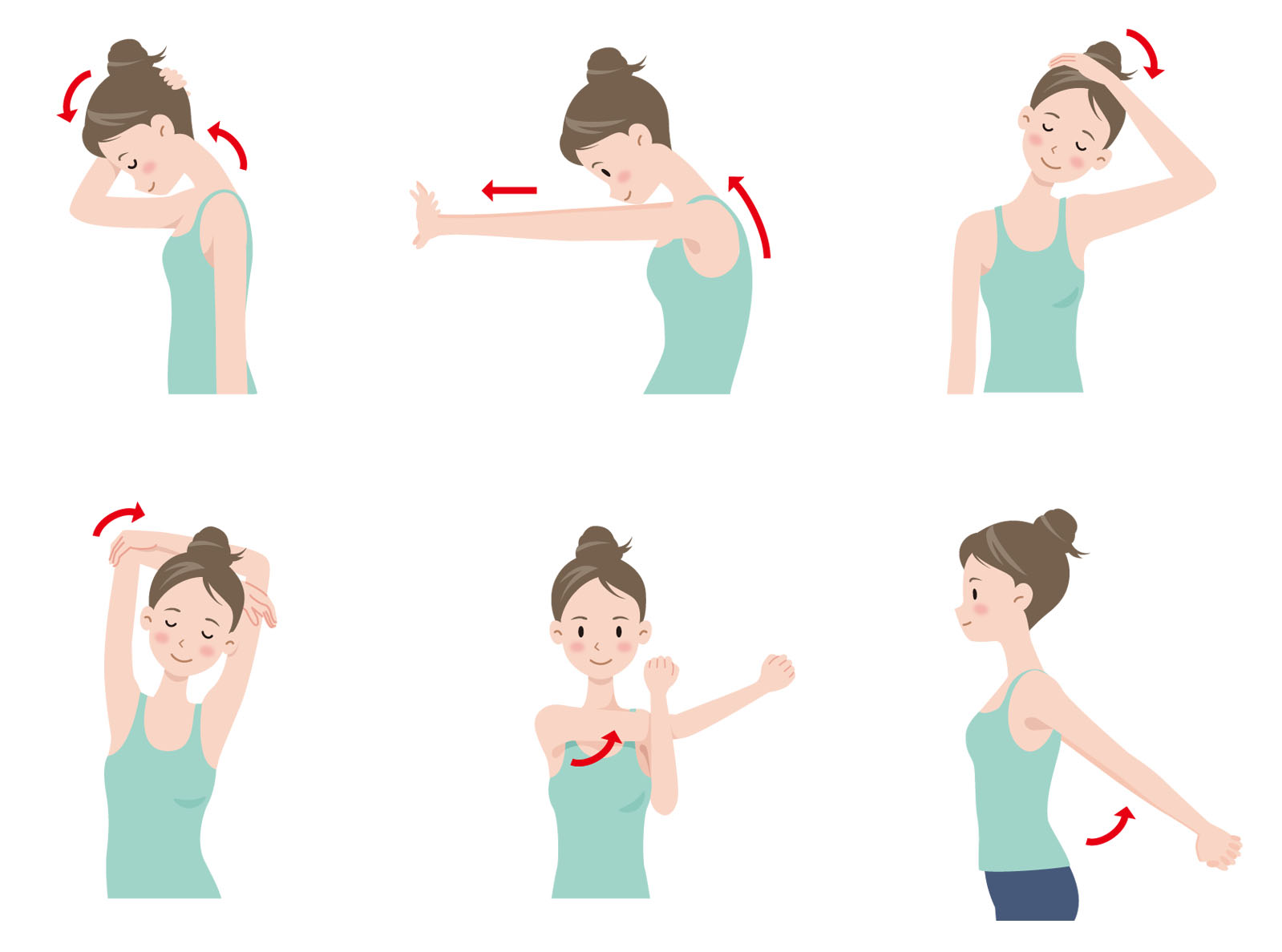 肩回し、肩甲骨寄せの動作